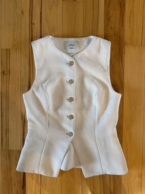 Wilfred Cream Sleeveless Button Front Peplum Vest